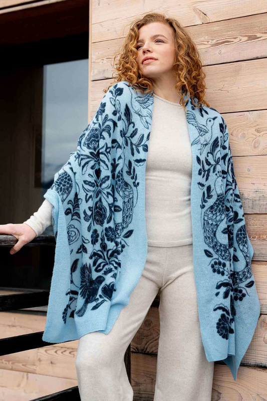 Knitted Wool Stole with Animal and Plant motif-COMING SOON