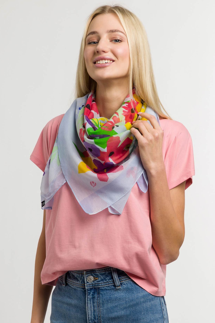 Floral Artistry Square Cotton Scarf