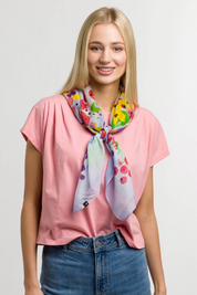 Floral Artistry Square Cotton Scarf