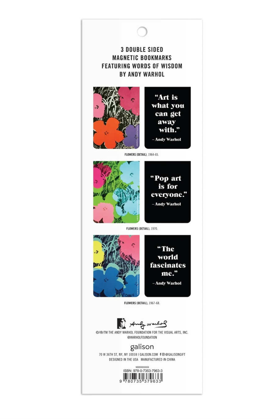 Andy Warhol Flowers Magnetic Bookmarks