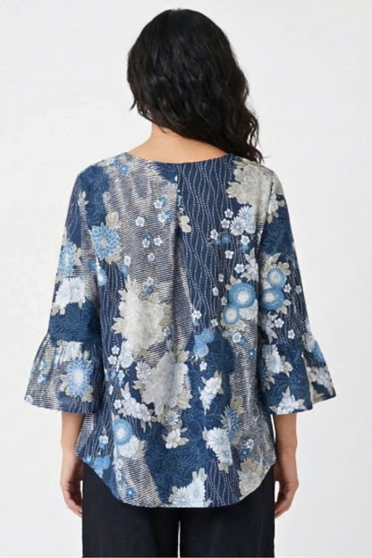 Fran Shirt in Fiori Blu Print-COMING SOON