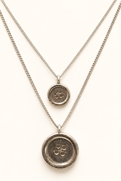 Sterling Silver Button Necklace
