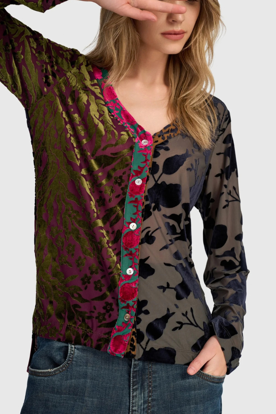 Meraviglia Cardigan in Jewel Multi Velvet