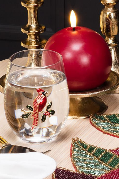 Stemless Wine Glass with Jewel Cardinal-COMING SOON