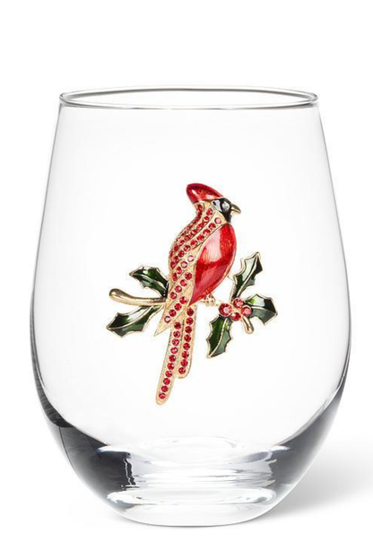 Stemless Wine Glass with Jewel Cardinal-COMING SOON