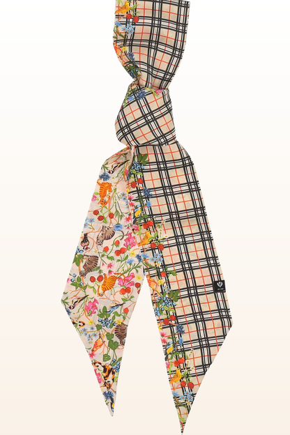 Fraas Plaid Jungle Cat Skinny Silk Scarf-COMING SOON