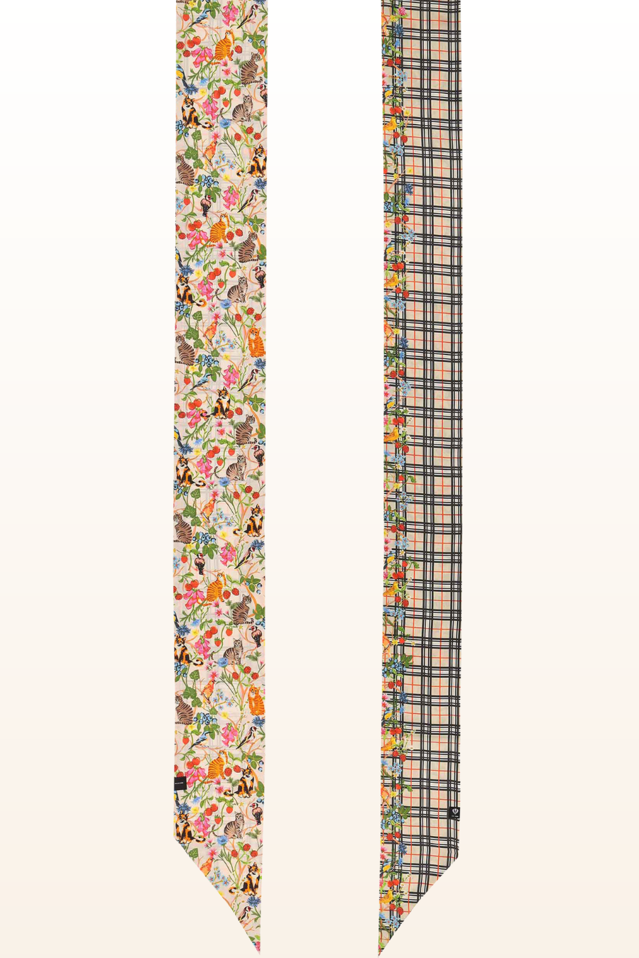 Fraas Plaid Jungle Cat Skinny Silk Scarf-COMING SOON