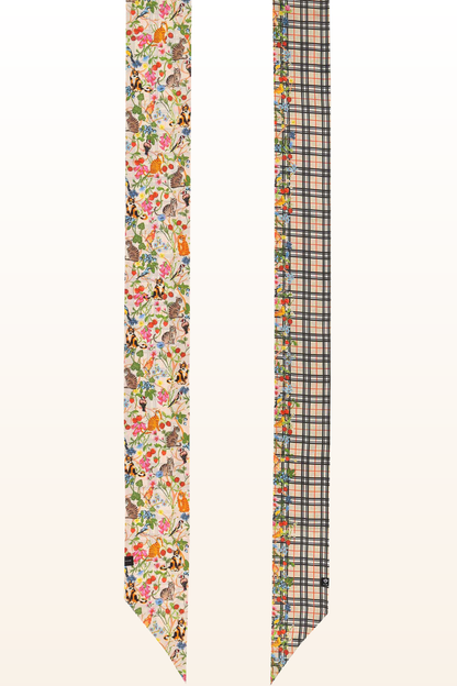 Fraas Plaid Jungle Cat Skinny Silk Scarf-COMING SOON