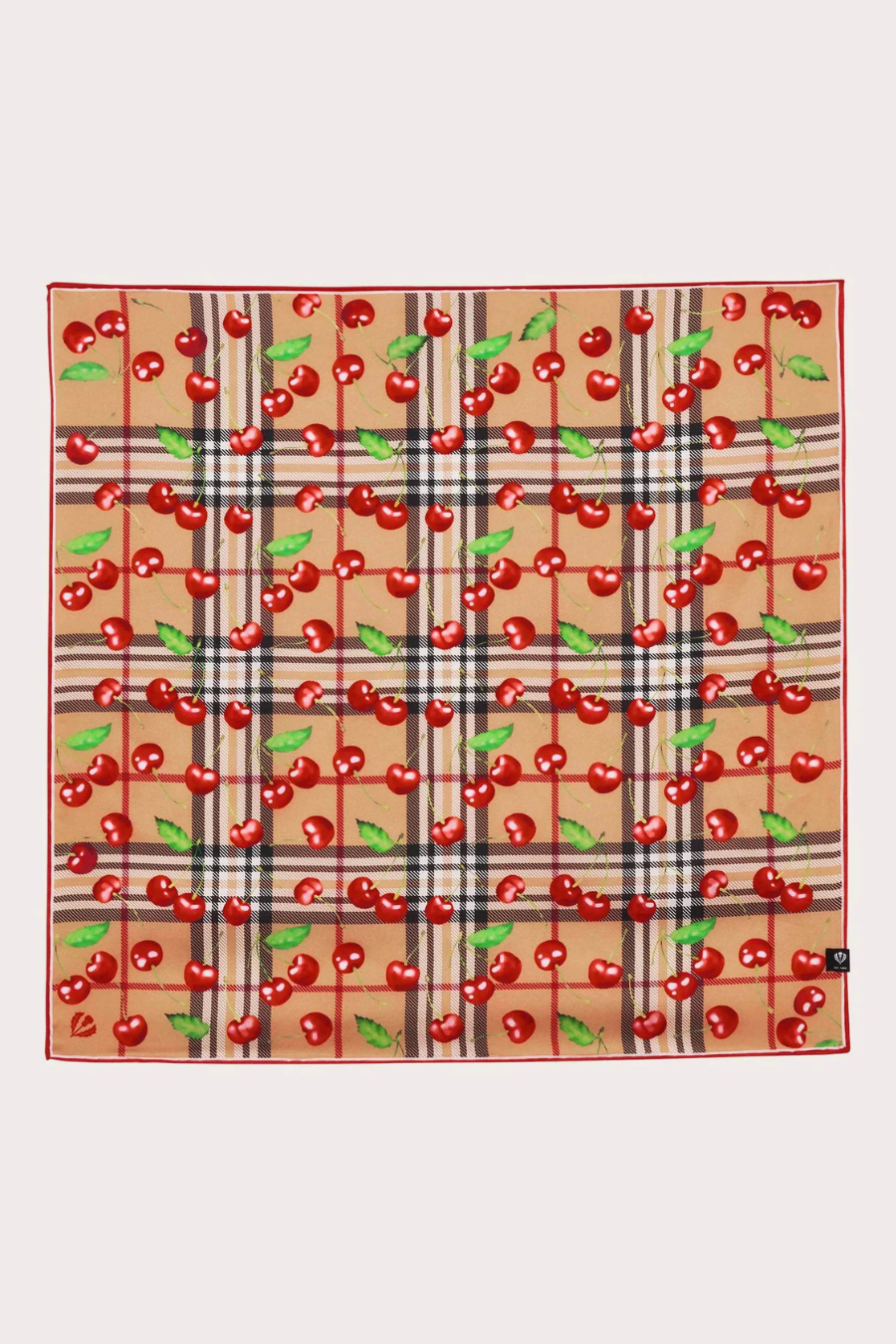 Plaid Check and Cherry Print Silk Neckie