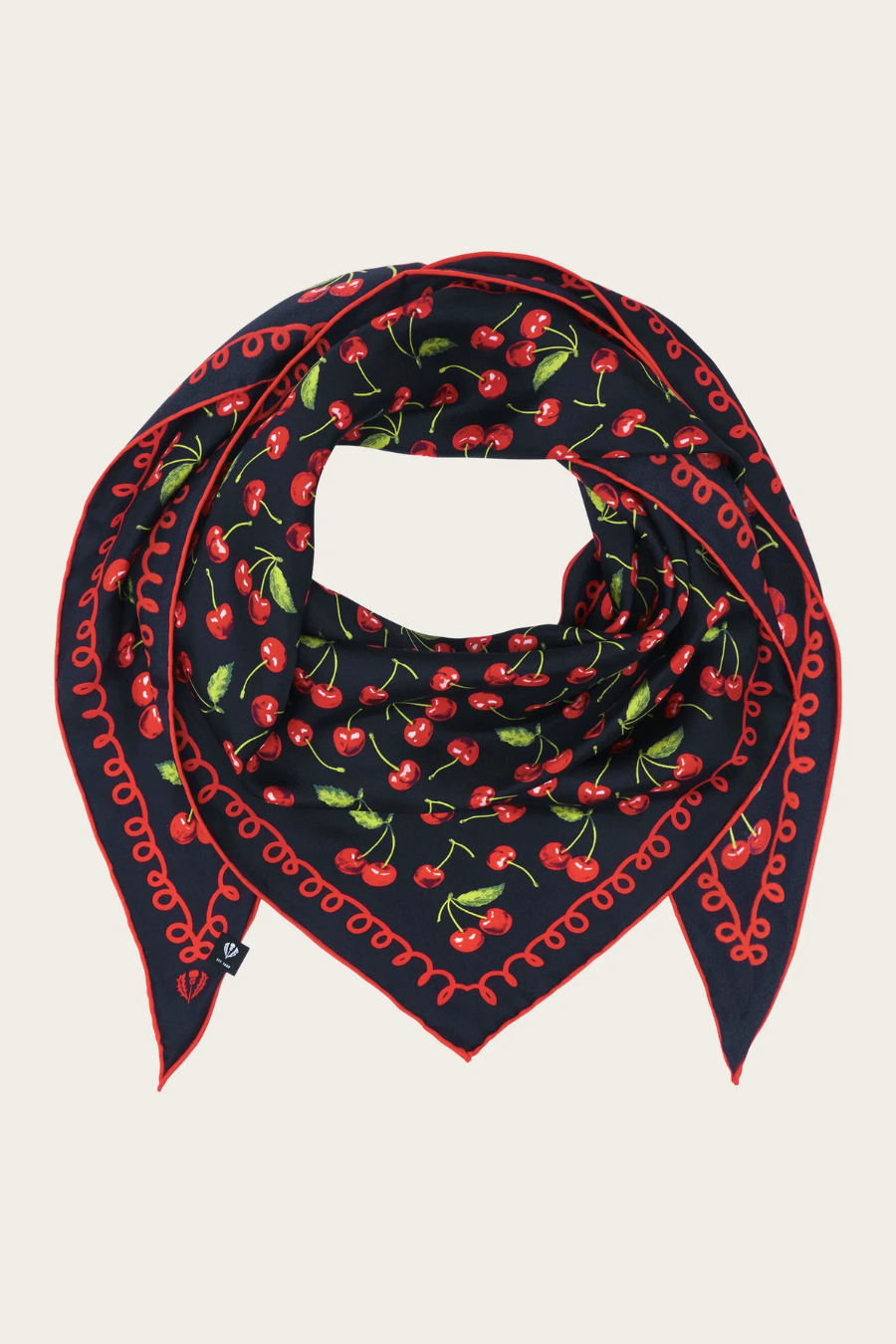 Cherry Print Triangle Silk Scarf-COMING SOON