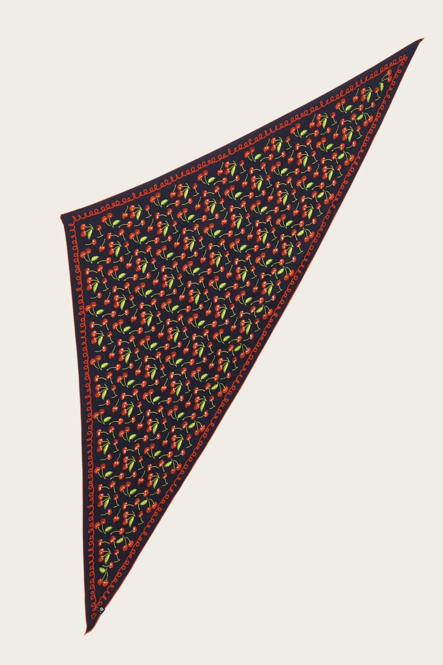 Cherry Print Triangle Silk Scarf-COMING SOON
