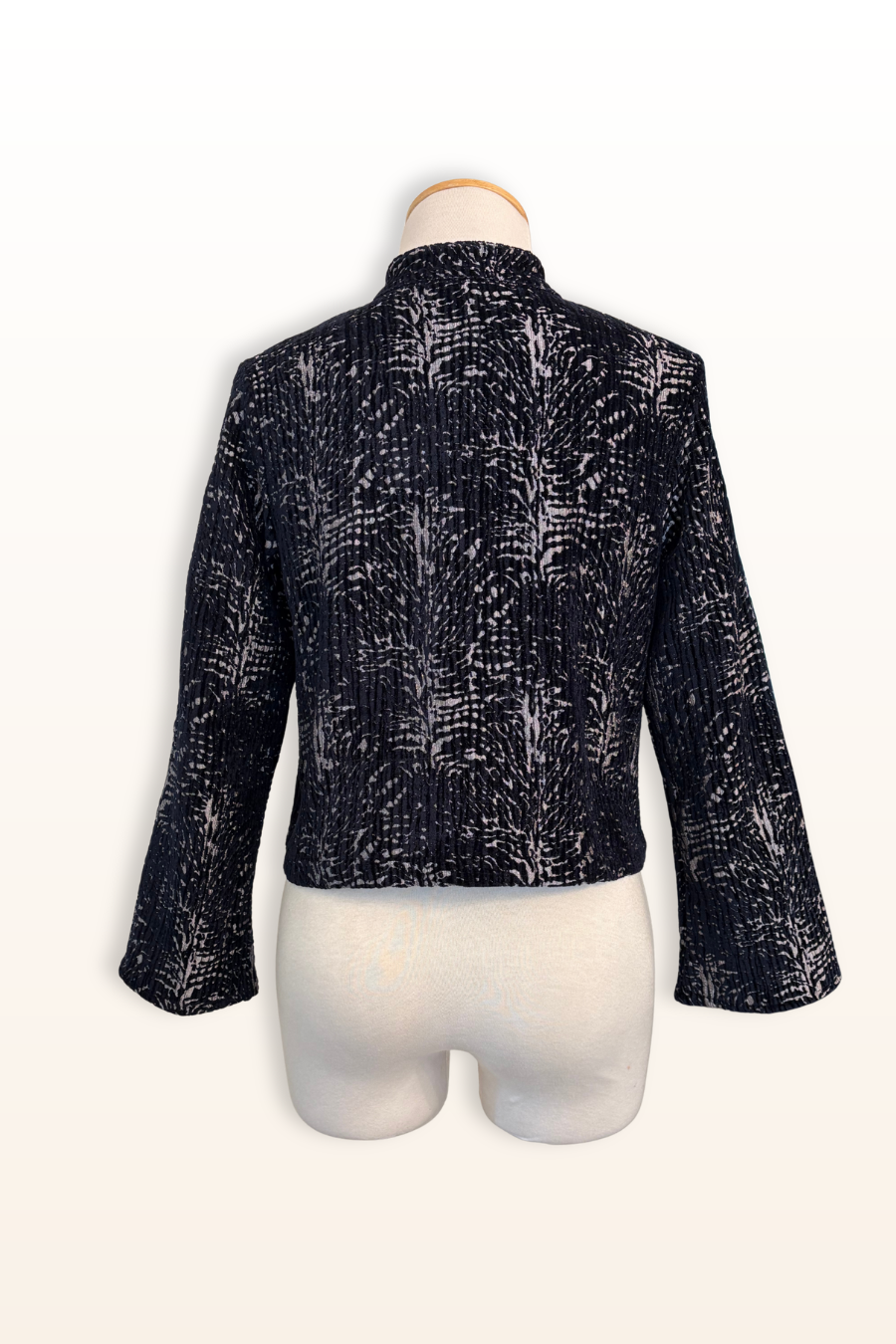 Crop Mandarin Collar Jacket in Fontana Velvet Chenille