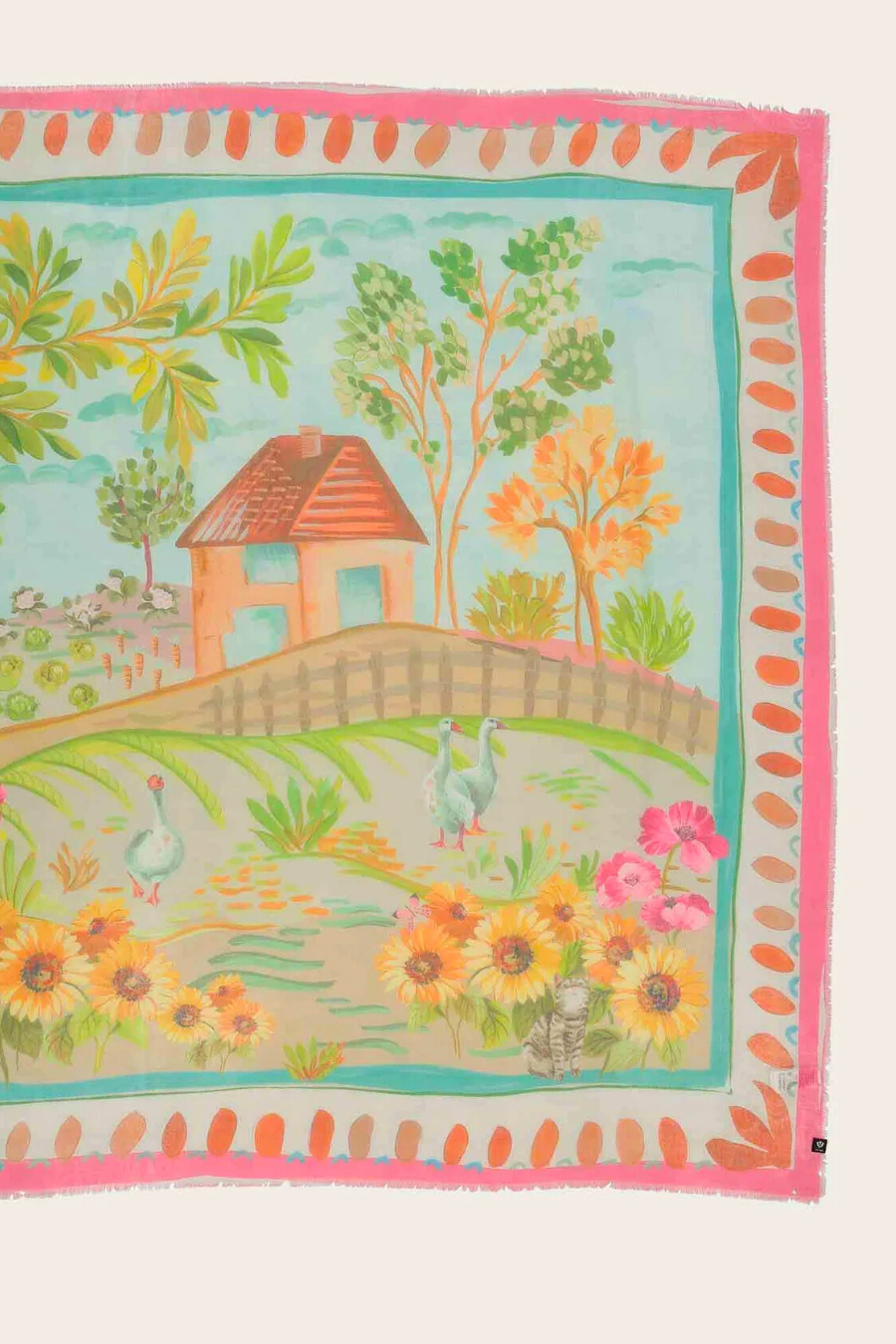 Cottage Life Print Square Scarf