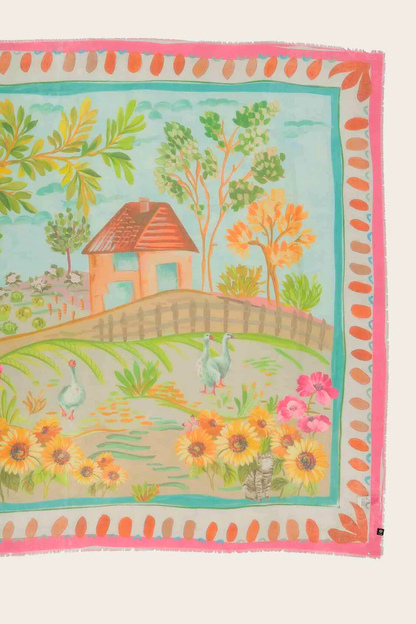 Cottage Life Print Square Scarf