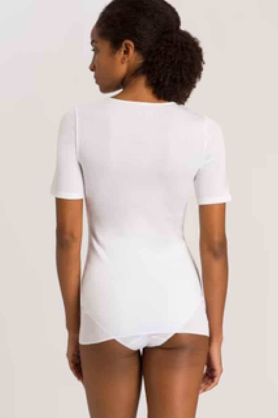 Fitted Cotton Round Neck Top-White