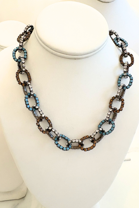 Crystal Oval Link Statement Necklace