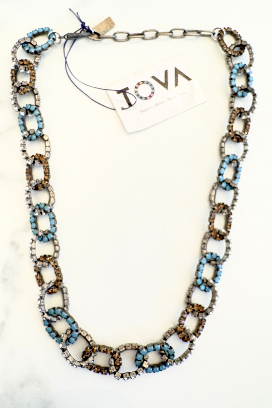 Crystal Oval Link Statement Necklace