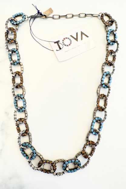Crystal Oval Link Statement Necklace