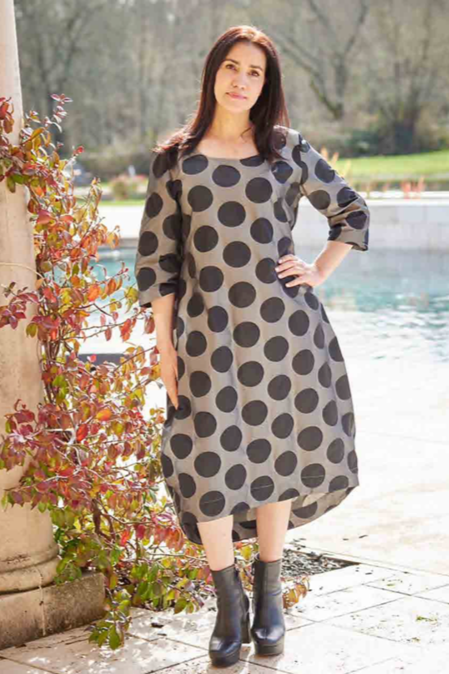 Bubble Dress in Black Dot