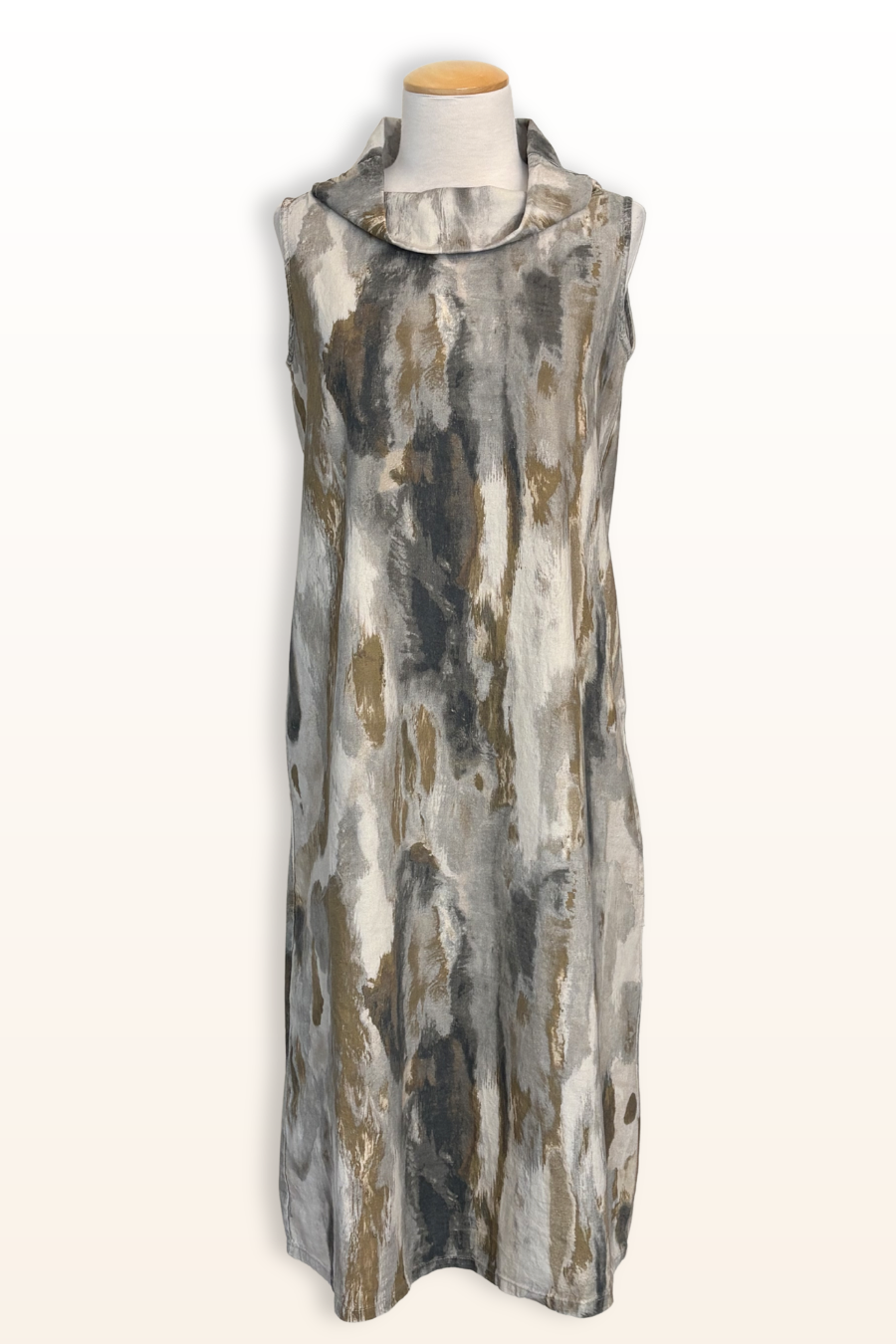 Henrietta Dress in Pioggia Print Linen/Viscose