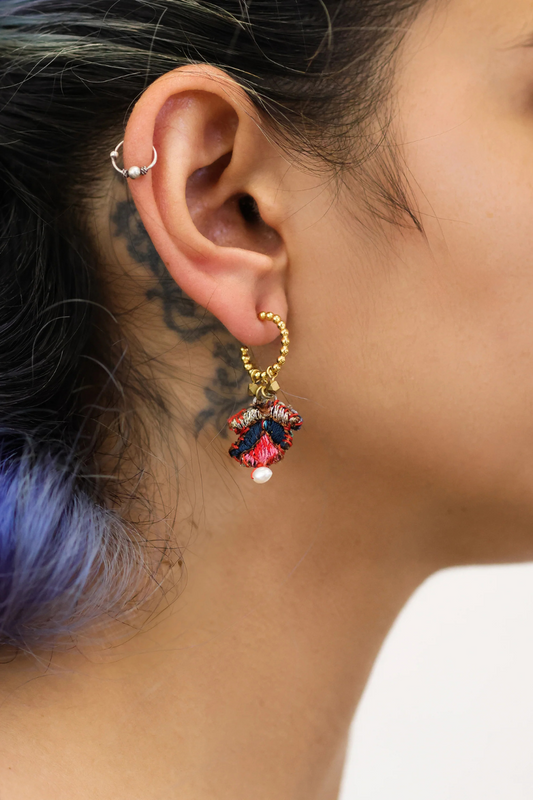 Embroidered Garden Small Hoop Earrings