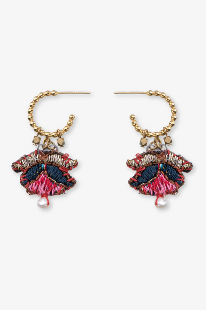 Embroidered Garden Small Hoop Earrings