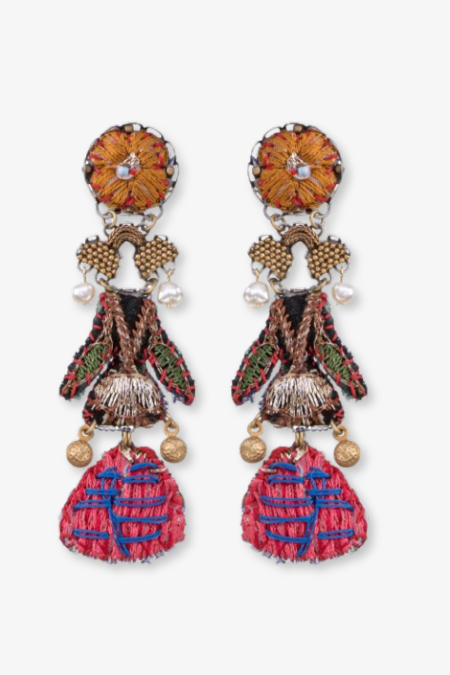 Embroidered Garden Drop Earrings-COMING SOON