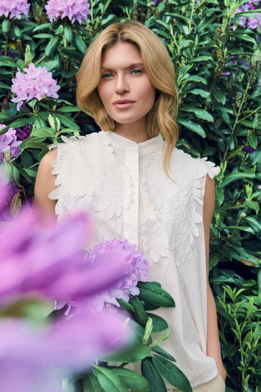 Embellished White Cotton Tank Top-COMING SOON