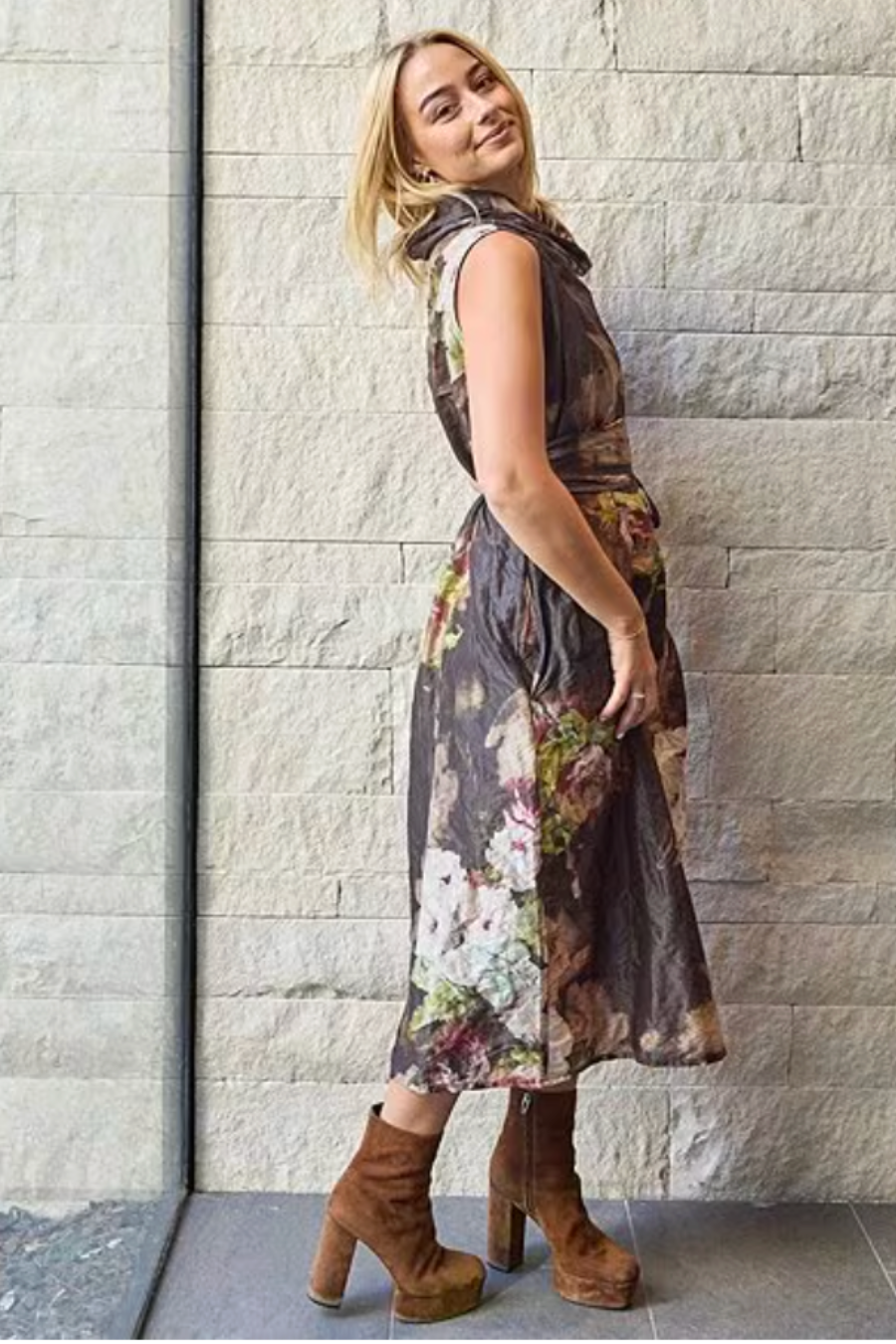 Henrietta Dress in Fiore Memory Crunch Taffeta