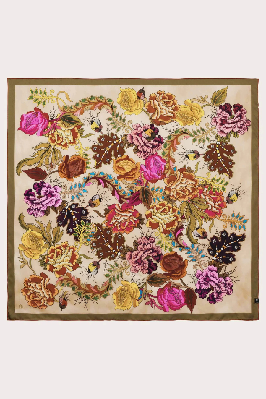 Silk Floral Print Sqaure Scarf