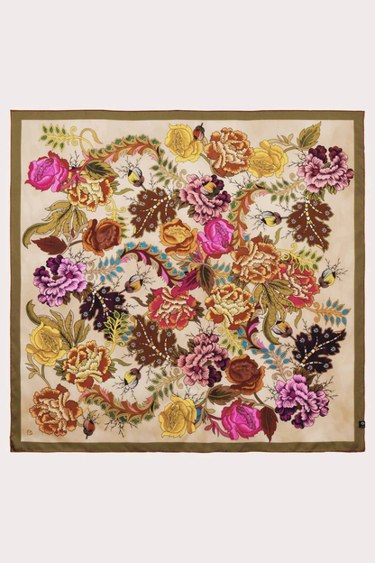 Silk Floral Print Sqaure Scarf
