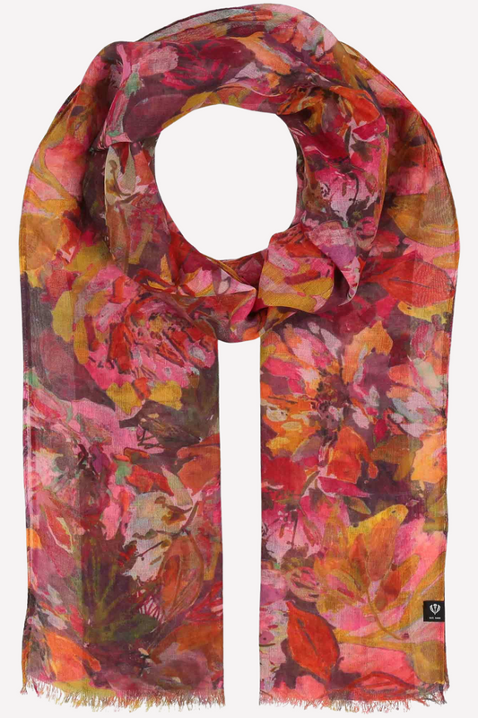 Painted Floral Print Oblong Scarf-COMING SOON