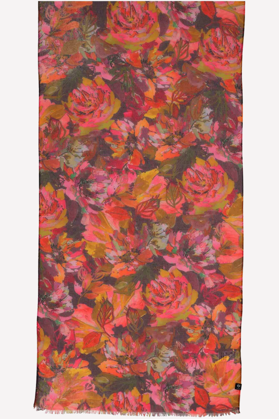 Painted Floral Print Oblong Scarf-COMING SOON