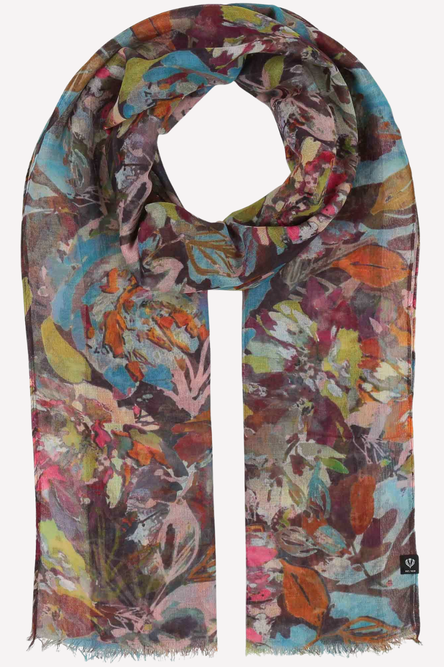 Painted Floral Print Oblong Scarf-COMING SOON