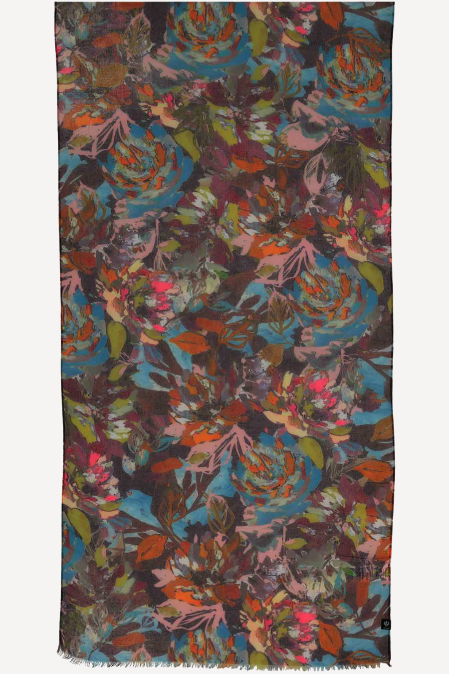 Painted Floral Print Oblong Scarf-COMING SOON