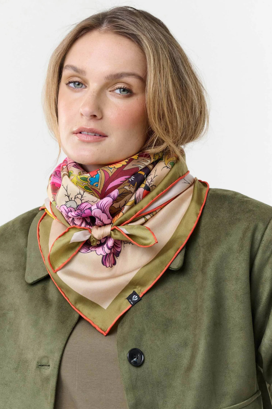 Silk Floral Print Sqaure Scarf