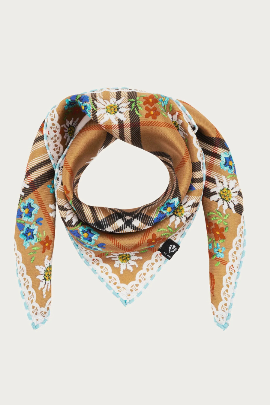 FRAAS Plaid and Floral Pattern Silk Neckie