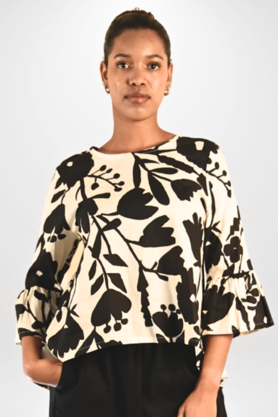 Fran Shirt in Cream/Black Floral