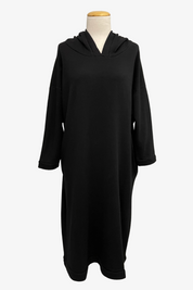 Franklin Hooded Dress in Black Bamboo Fleece