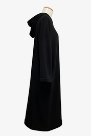 Franklin Hooded Dress in Black Bamboo Fleece