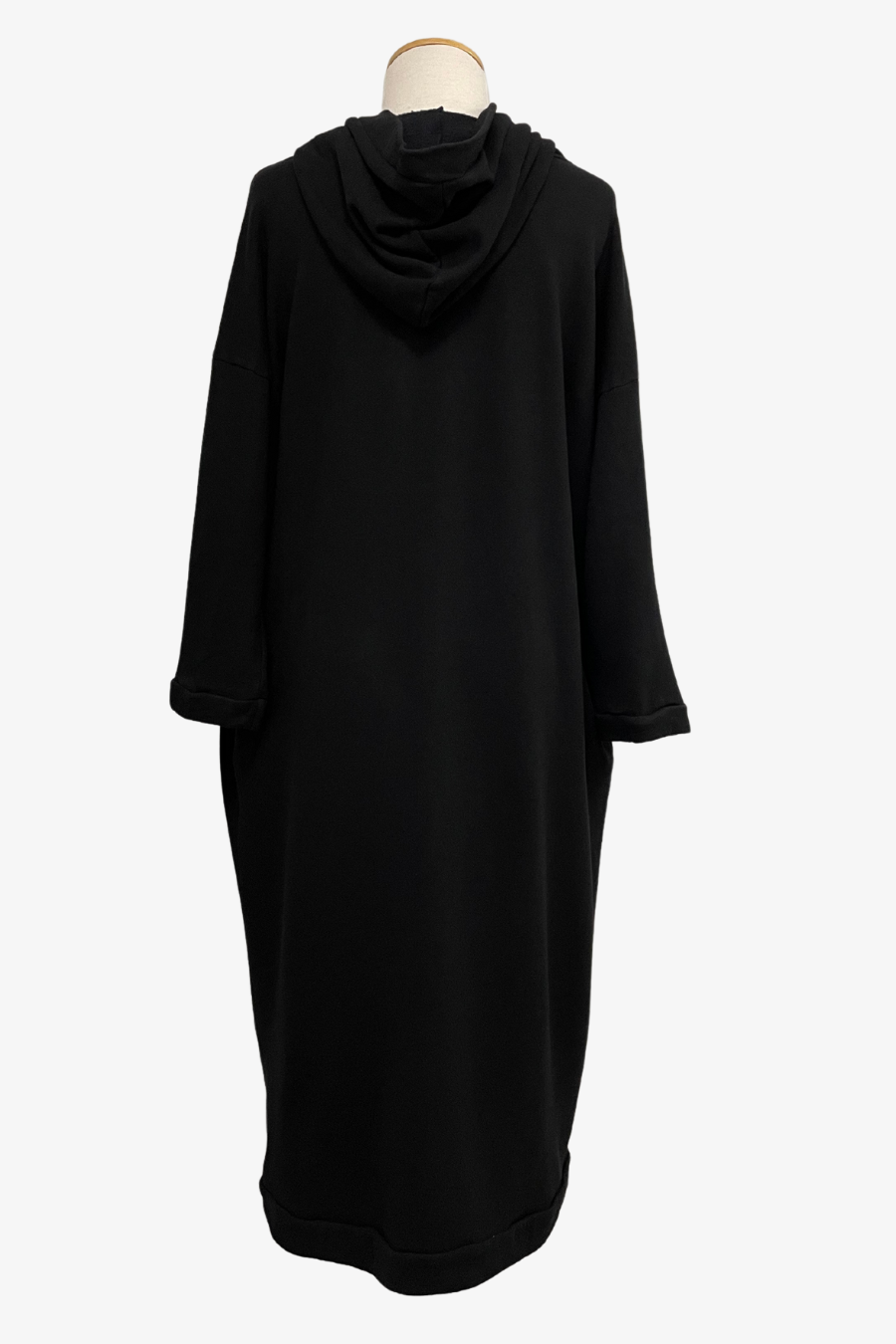 Franklin Hooded Dress in Black Bamboo Fleece