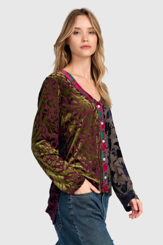 Garden Velvet Cardigan Top