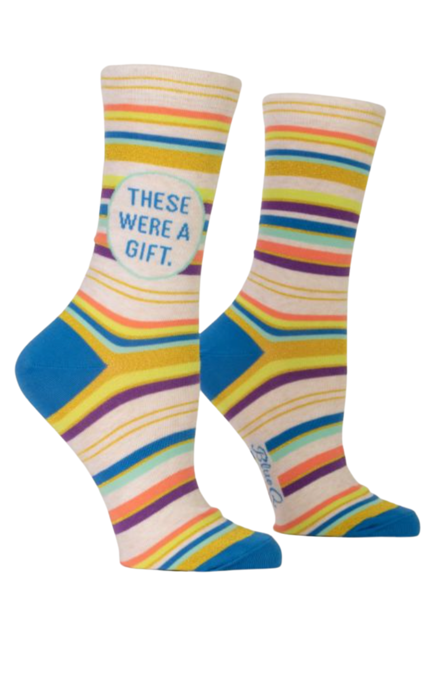 Ladies Blue Q Crew Socks