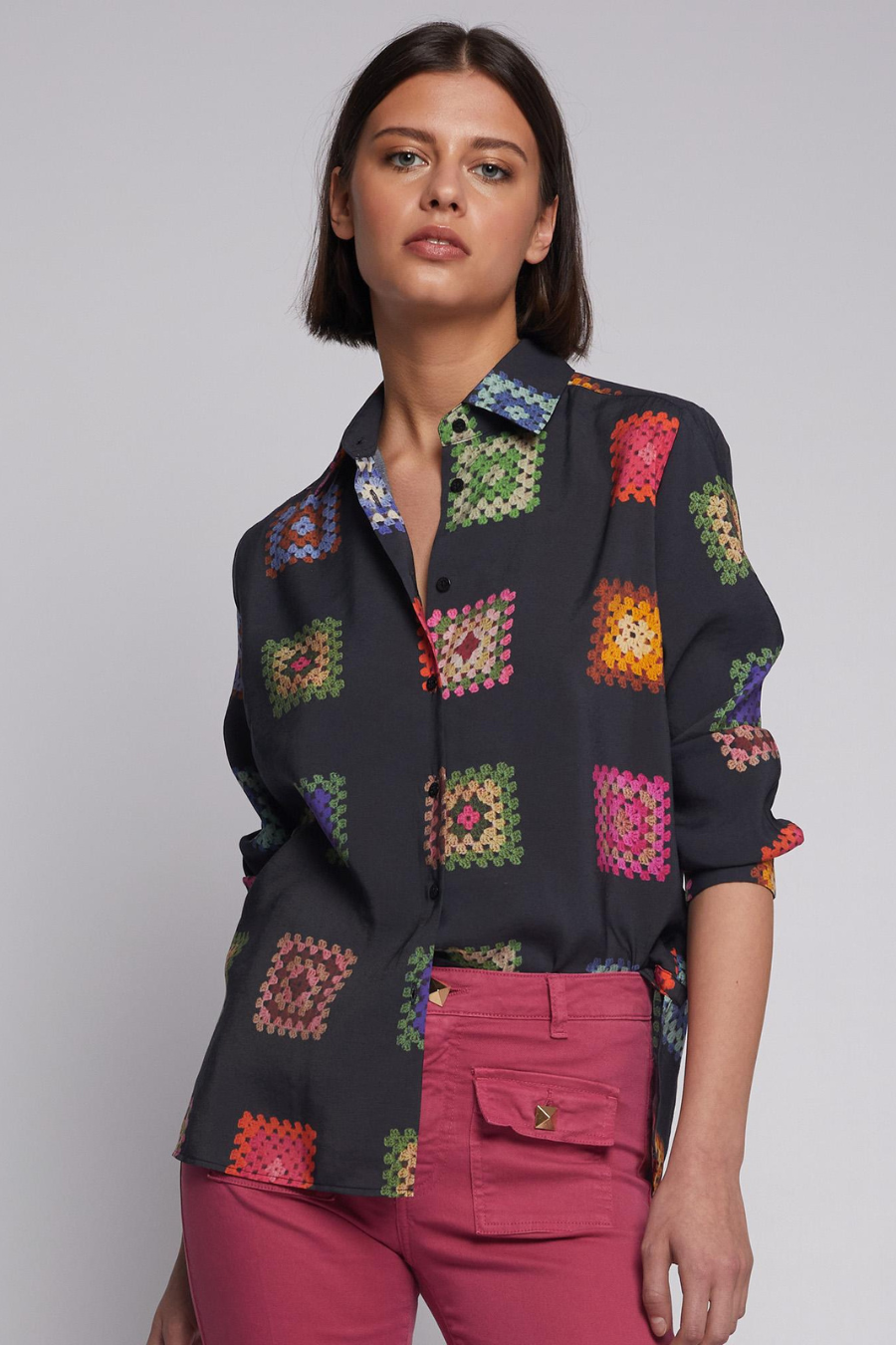 Viligallo Irina Crochet Print Shirt