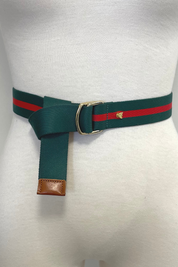 Double "D" Ring Fabric Stripe Belt