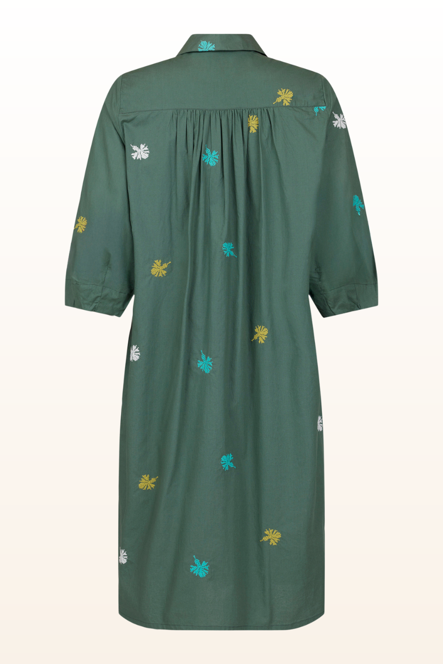 Embroidered Green Shirt Dress