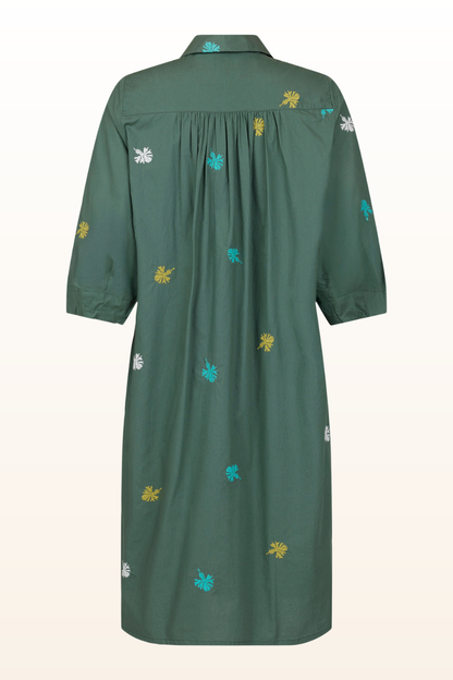 Embroidered Green Shirt Dress