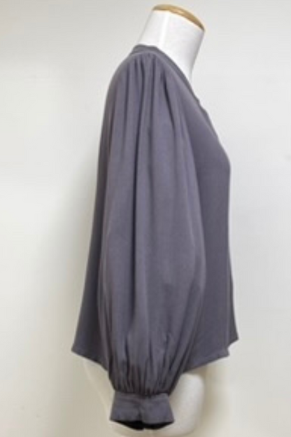 Agnes Blouse in Grey Rayon Crepe