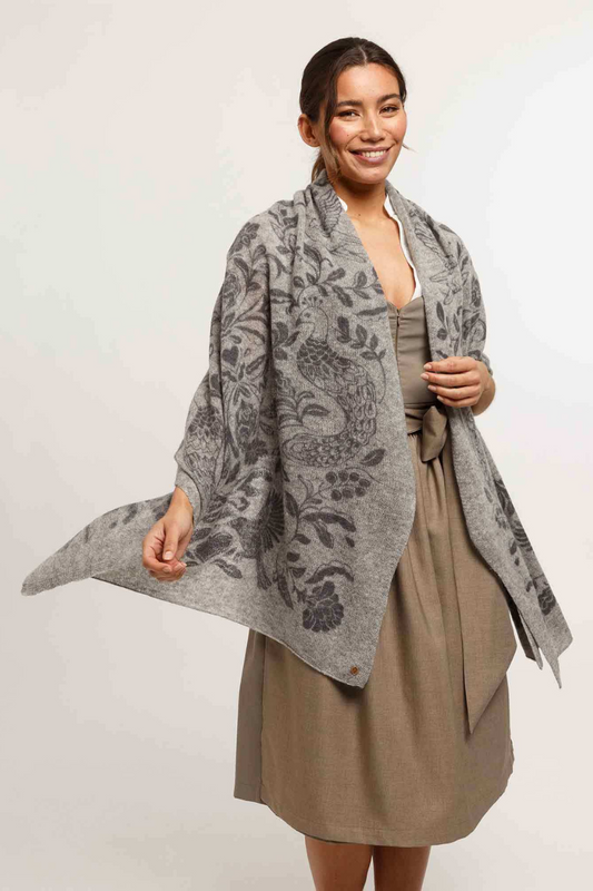 Knitted Wool Stole with Animal and Plant motif-COMING SOON