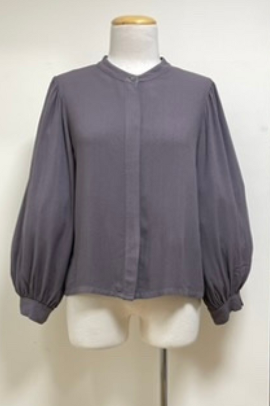 Agnes Blouse in Grey Rayon Crepe